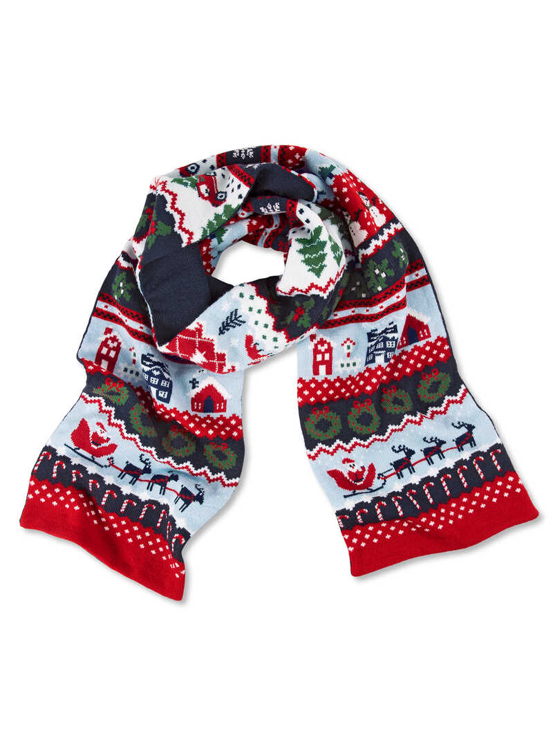 Weihnachtsschal aus reiner Wolle