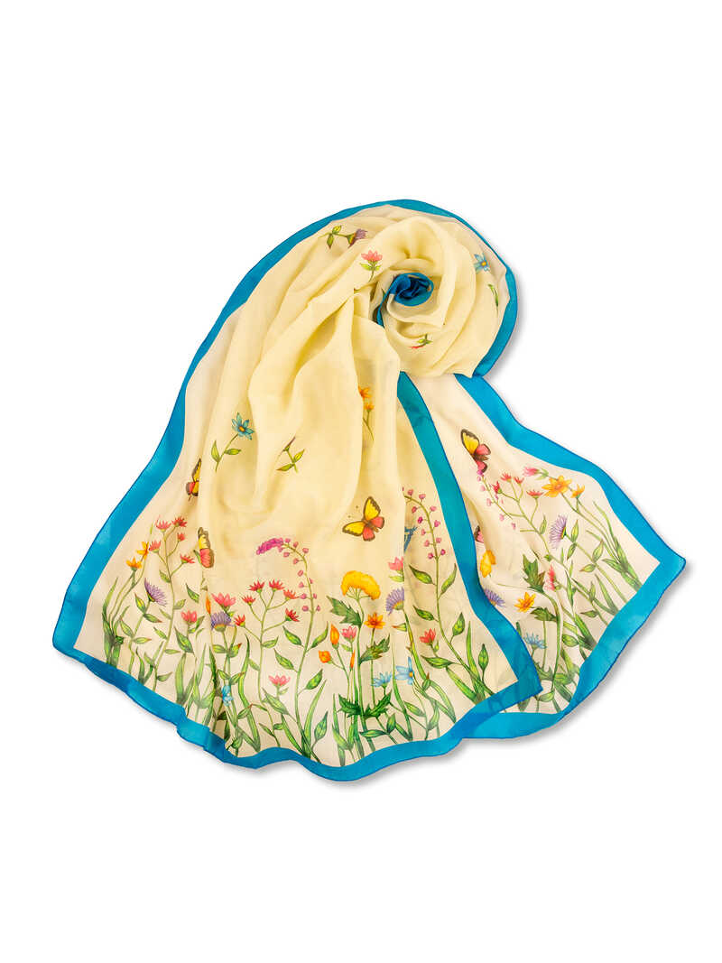 Produktbild zu Seidenschal mit Blumen