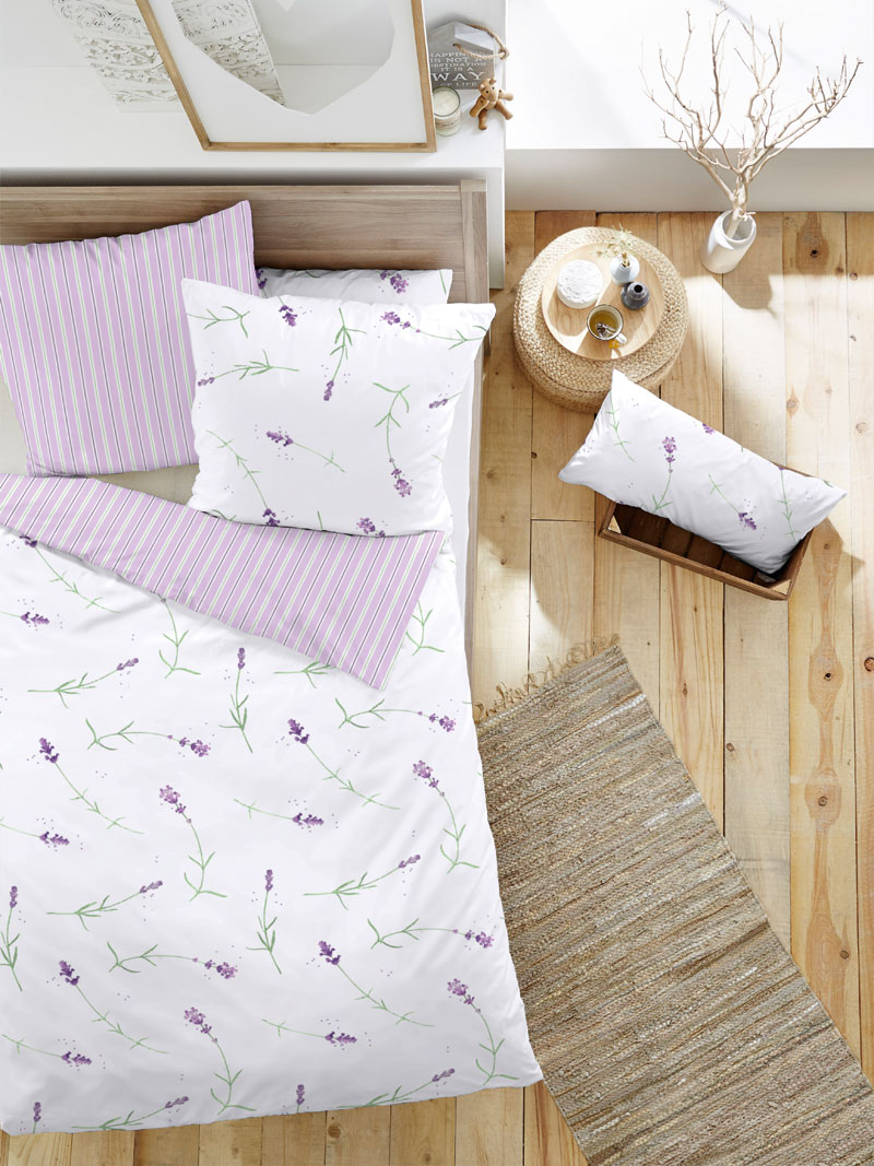 Bettwsche mit Lavendelmotiv