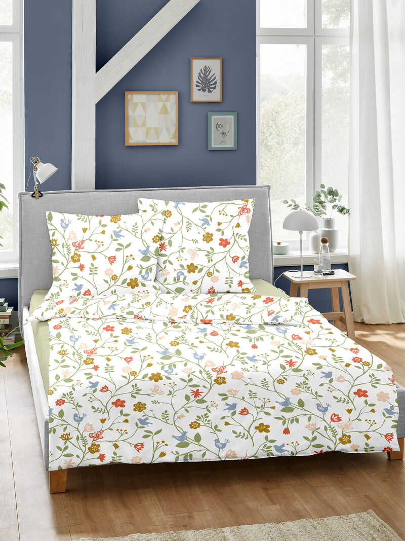 Produktbild zu Bettw�sche-Set aus Mako-Satin mit Fr�hlingsblumen