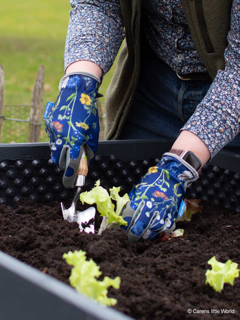 Blaue Gartenhandschuhe British Meadow mit Blumen