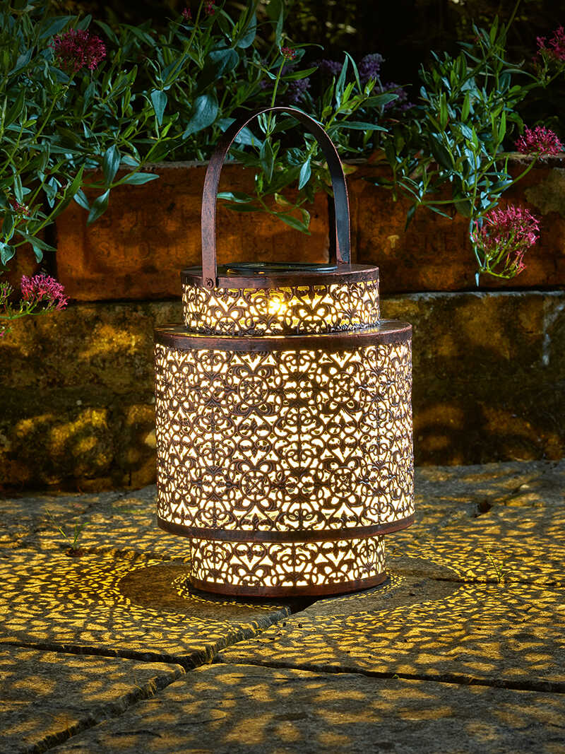 Solar-Gartenlaterne Tangier mit Ornamentmuster