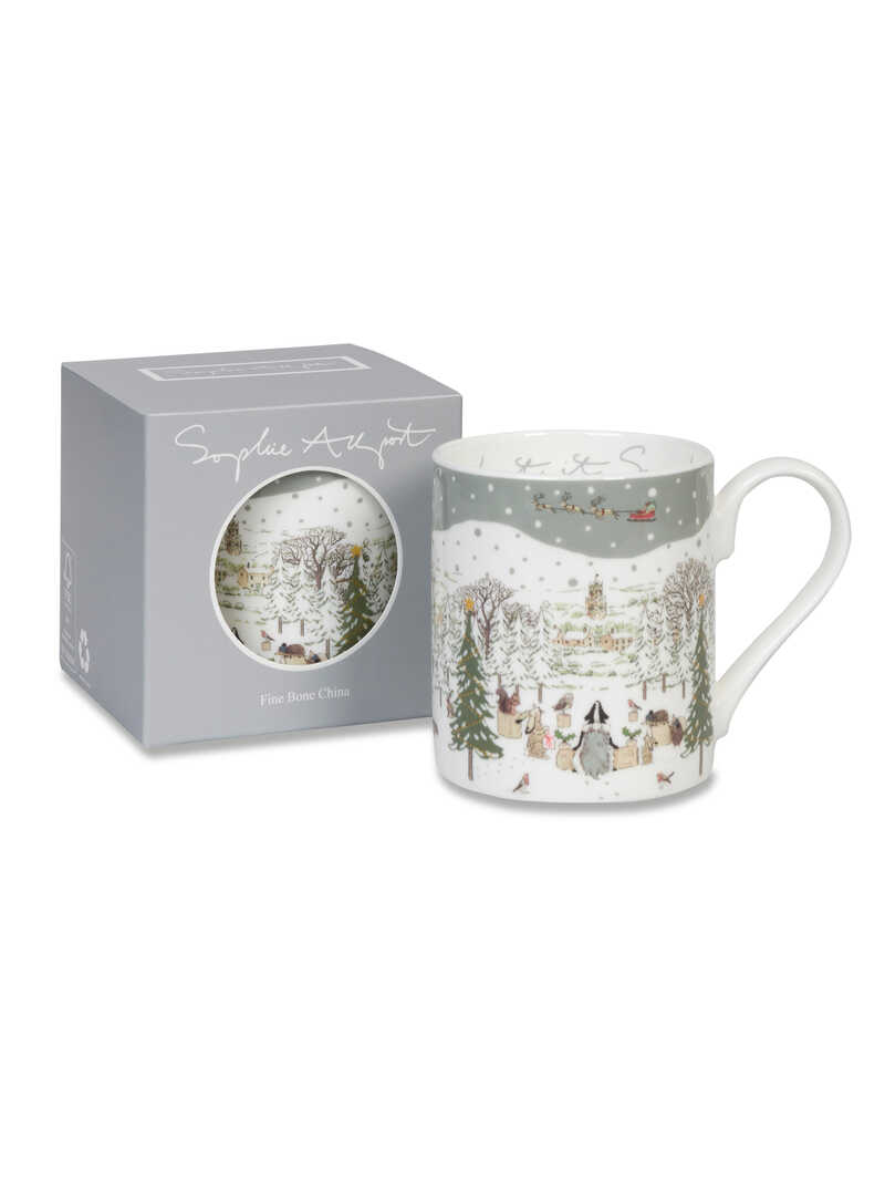 Porzellanbecher mit Weihnachtsmotiv Festive Forest