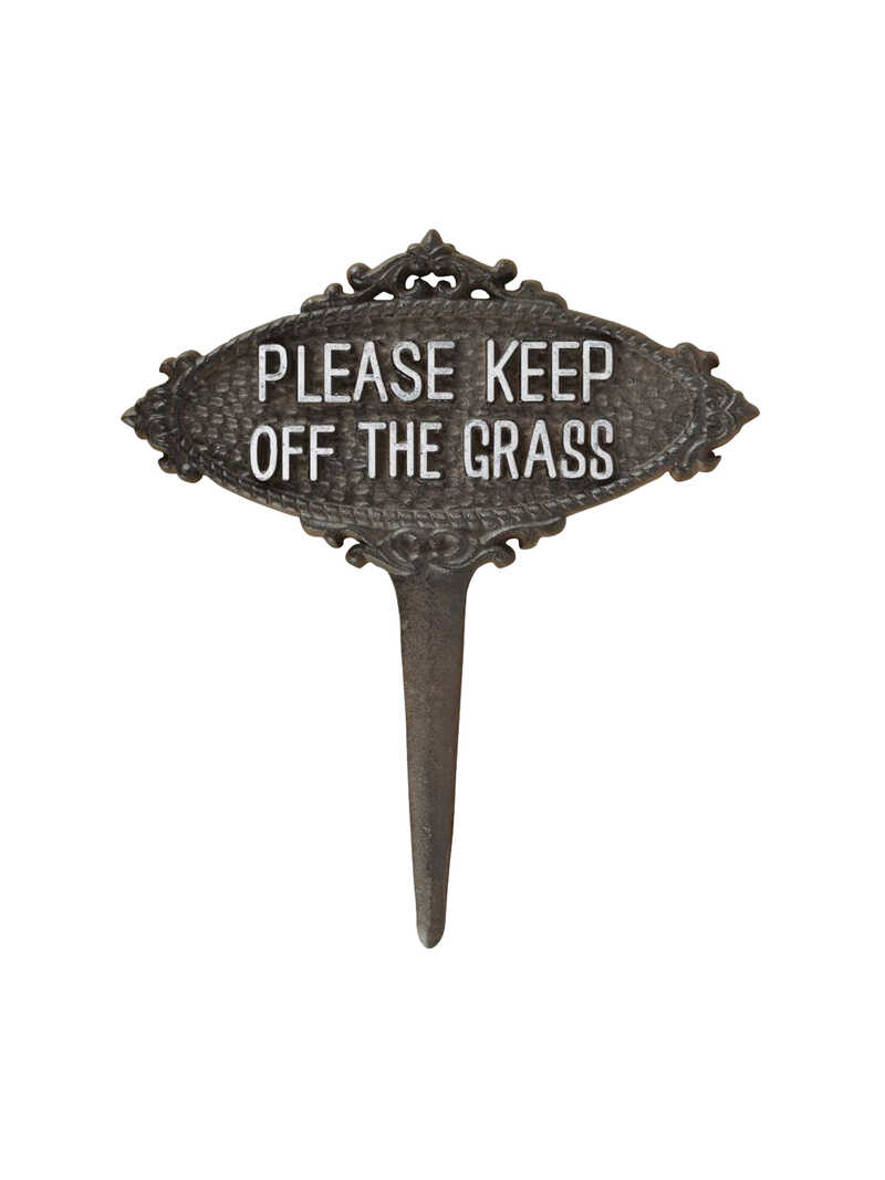 Nostalgischer Gartenstecker Keep off the grass aus Gusseisen