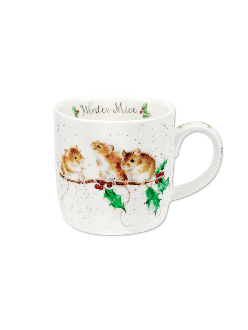 Produktbild zu Weihnachts-Becher mit Musen auf Ilex-Zweig