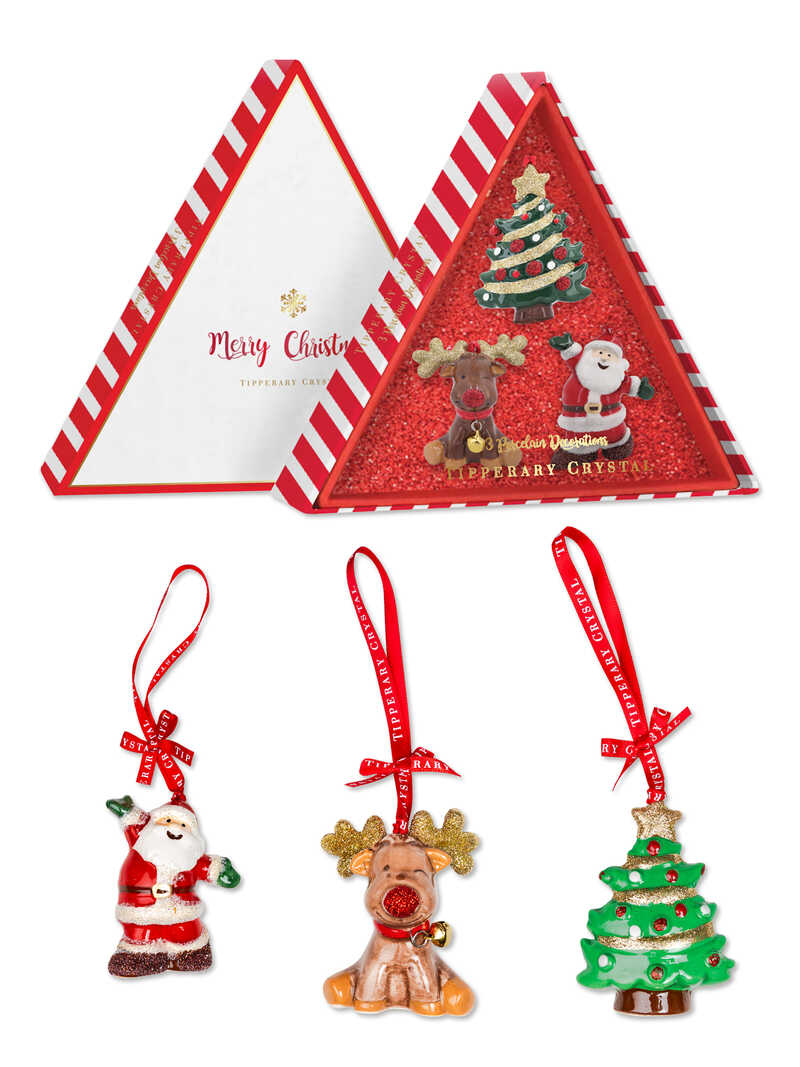 Produktbild zu Weihnachtsbaumanhnger-Geschenkset aus Porzellan