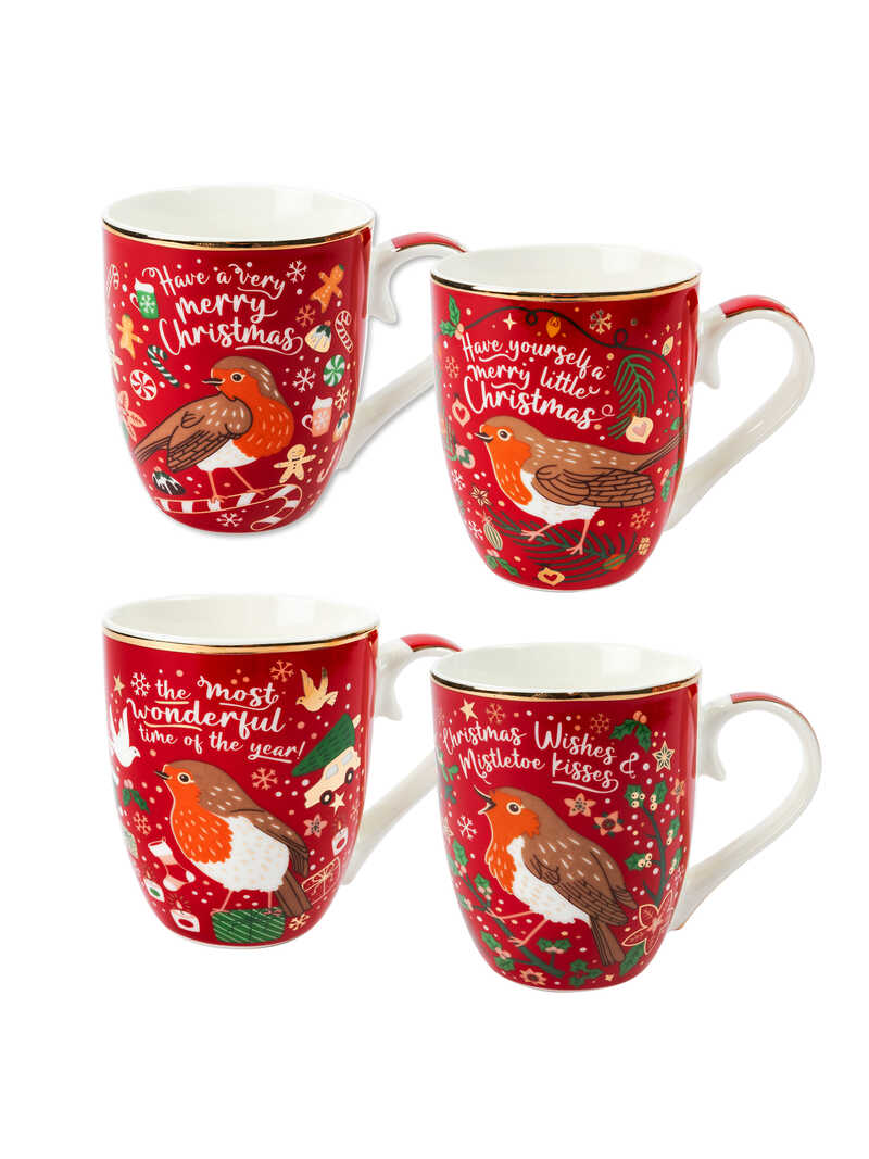 Produktbild zu Weihnachts-Becher-Set mit Robins