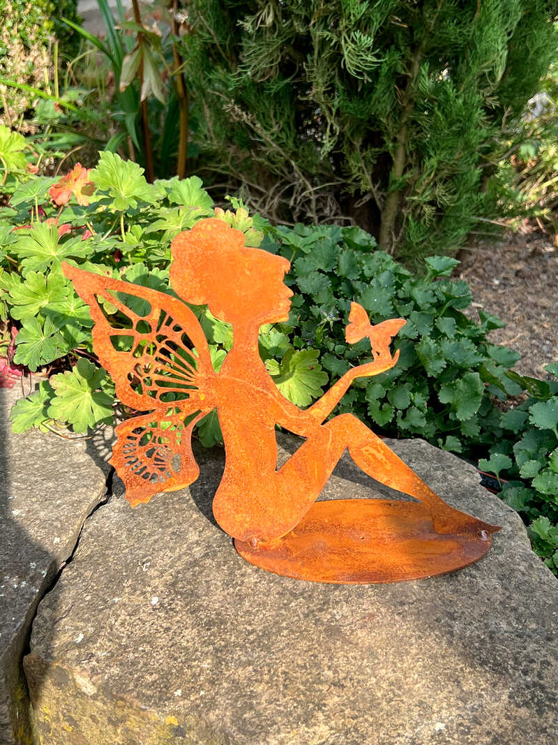 Elfe Metallfigur Edelrostoptik