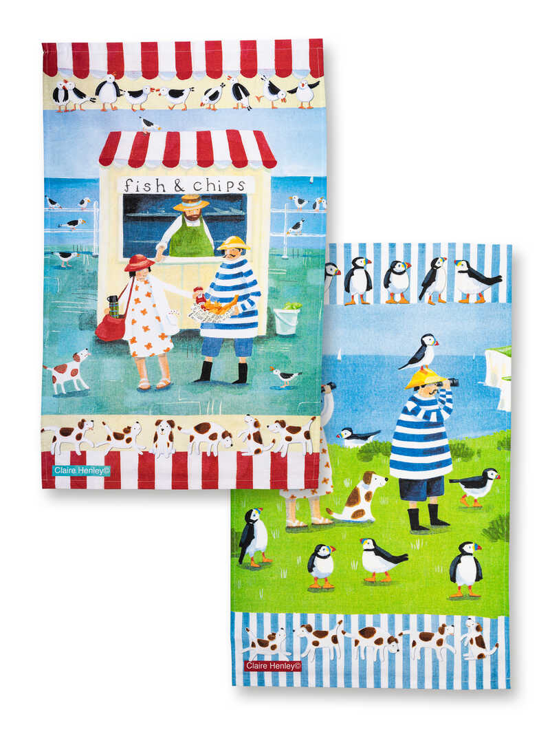 Geschirrtcher-Set Mr & Mrs Fish
