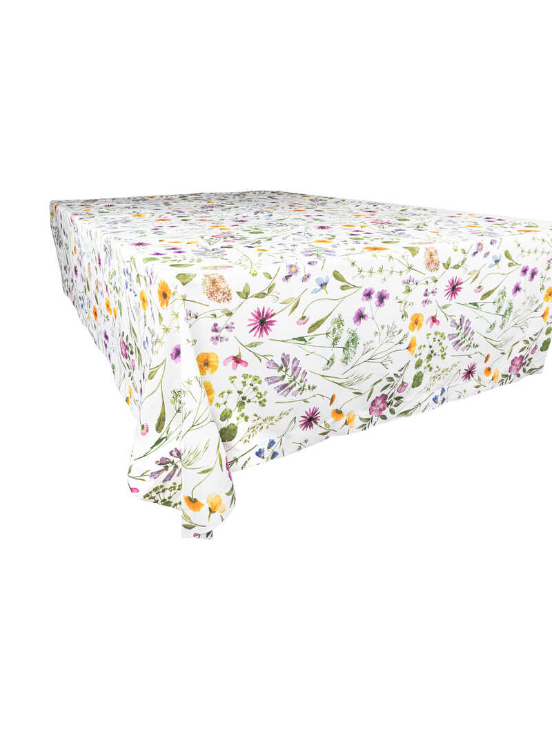Mittelgroe Tischdecke mit Sommerblumen in Wei