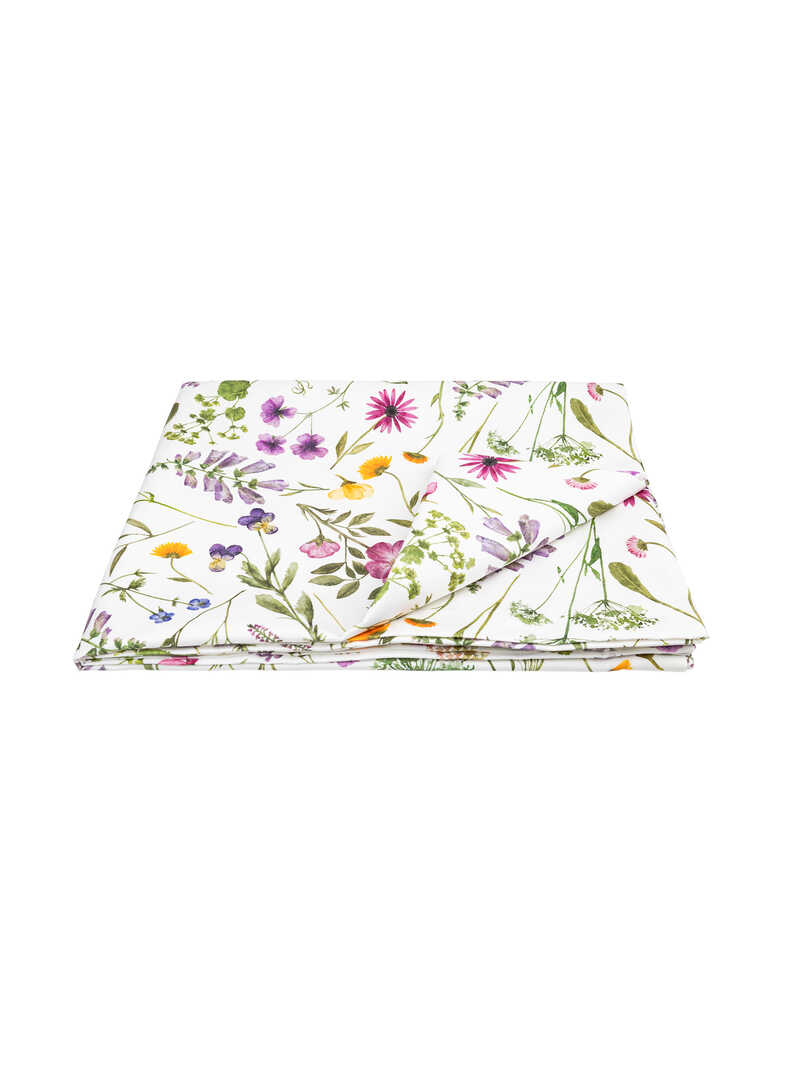 Groe Tischdecke mit Sommerblumen in Wei