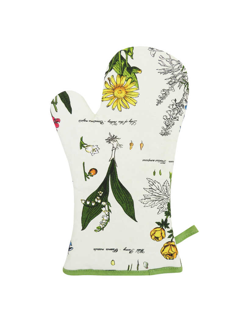 Produktbild zu Topfhandschuh mit botanischen Zeichnungen im Vintage-Stil