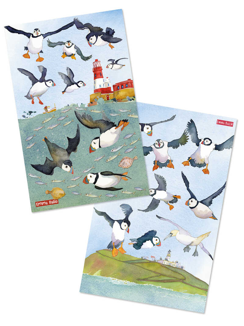 Produktbild zu Geschirrt�cher-Set Diving Puffins