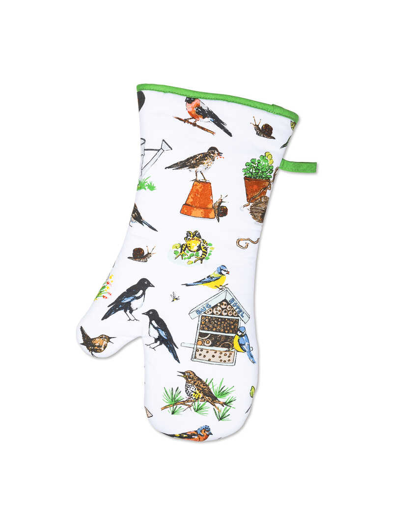 Ofenhandschuh mit Gartenvgeln