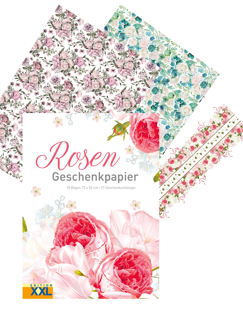 Rosen-Geschenkpapier-Set