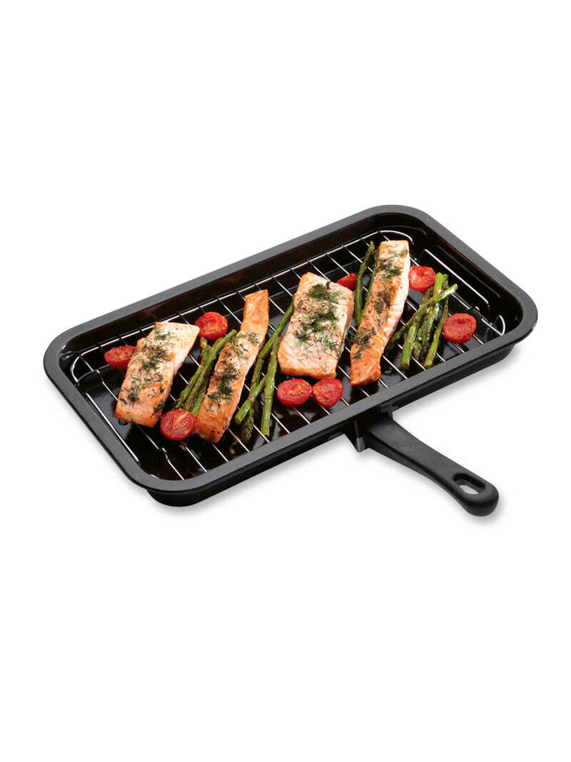 Grillpfanne aus Emaille mit abnehmbaren Griff