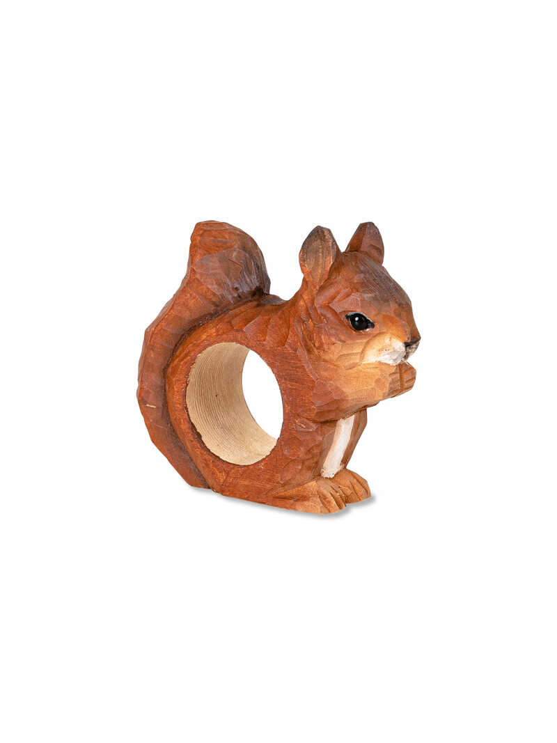 Handgeschnitzter Serviettenring aus Holz Eichhörnchen