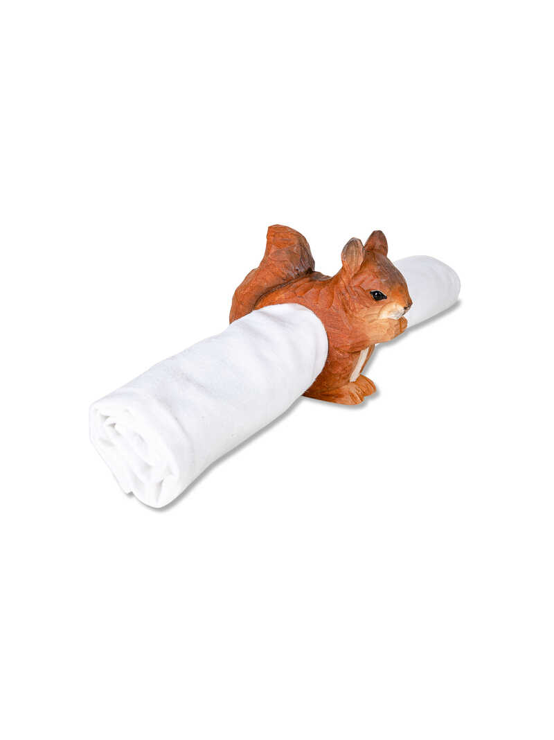 Handgeschnitzter Serviettenring aus Holz Eichhrnchen