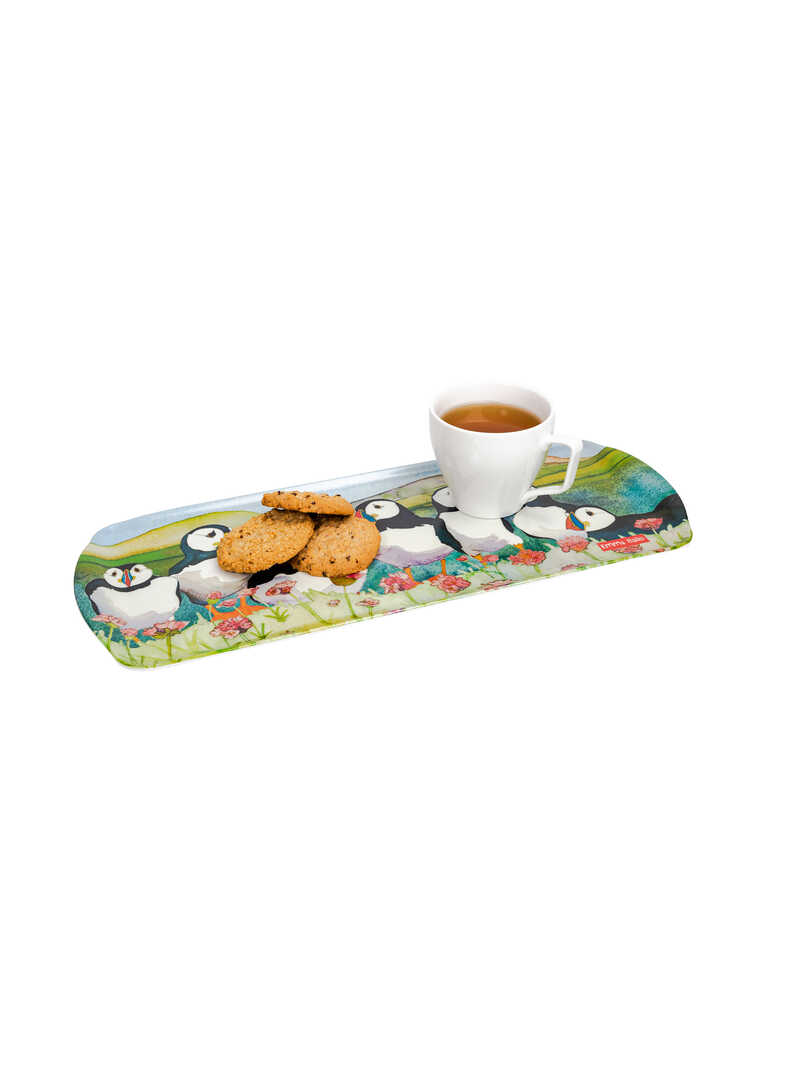 Mini-Tablett fr Tee und Kekse mit Puffins