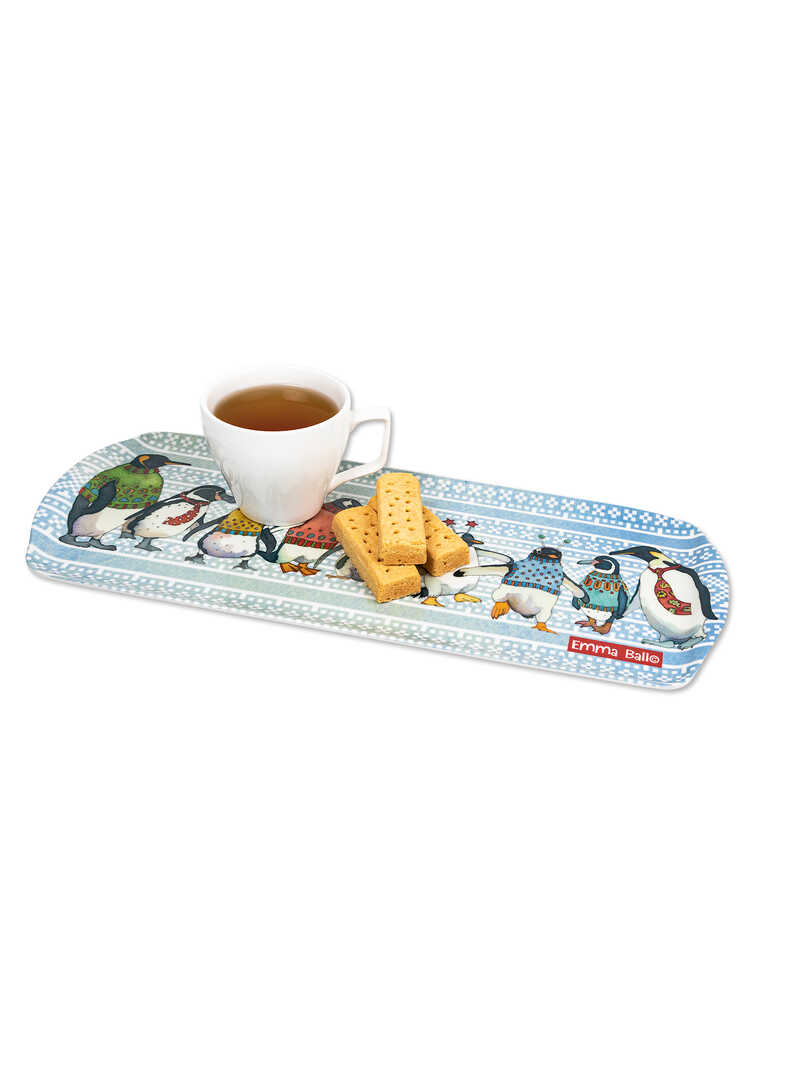 Mini-Tablett für Tee und Kekse mit Pinguinen