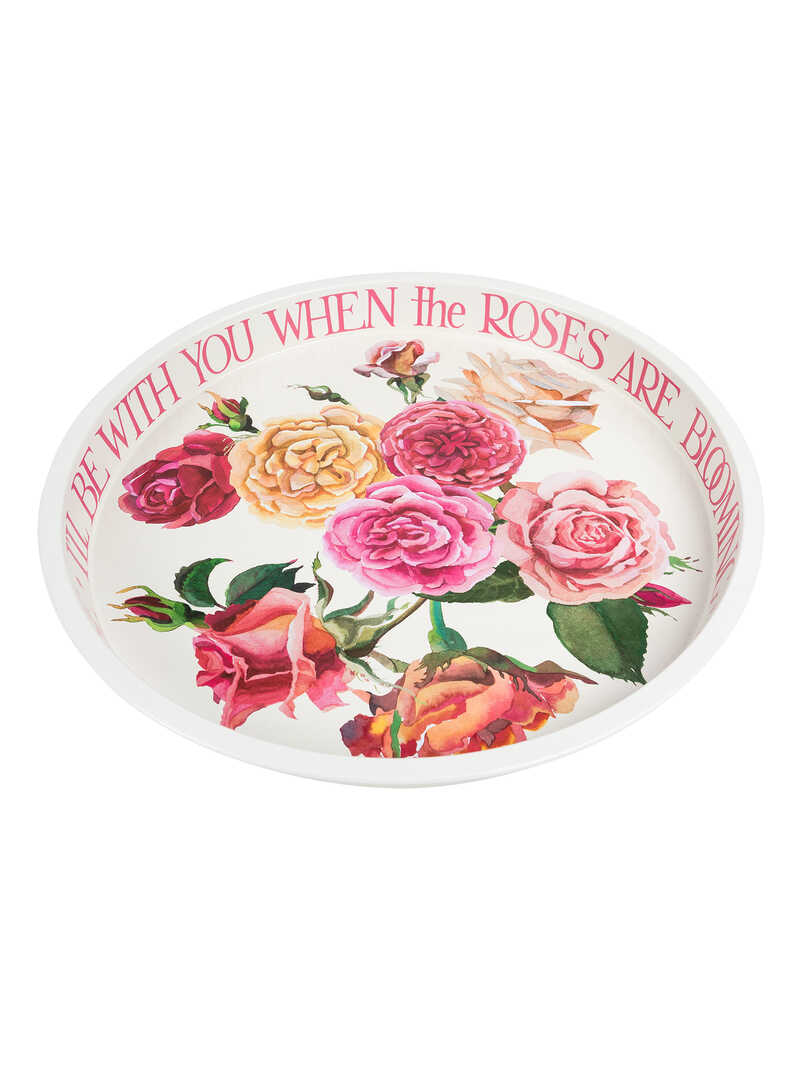 Rundes Tablett mit Rosen
