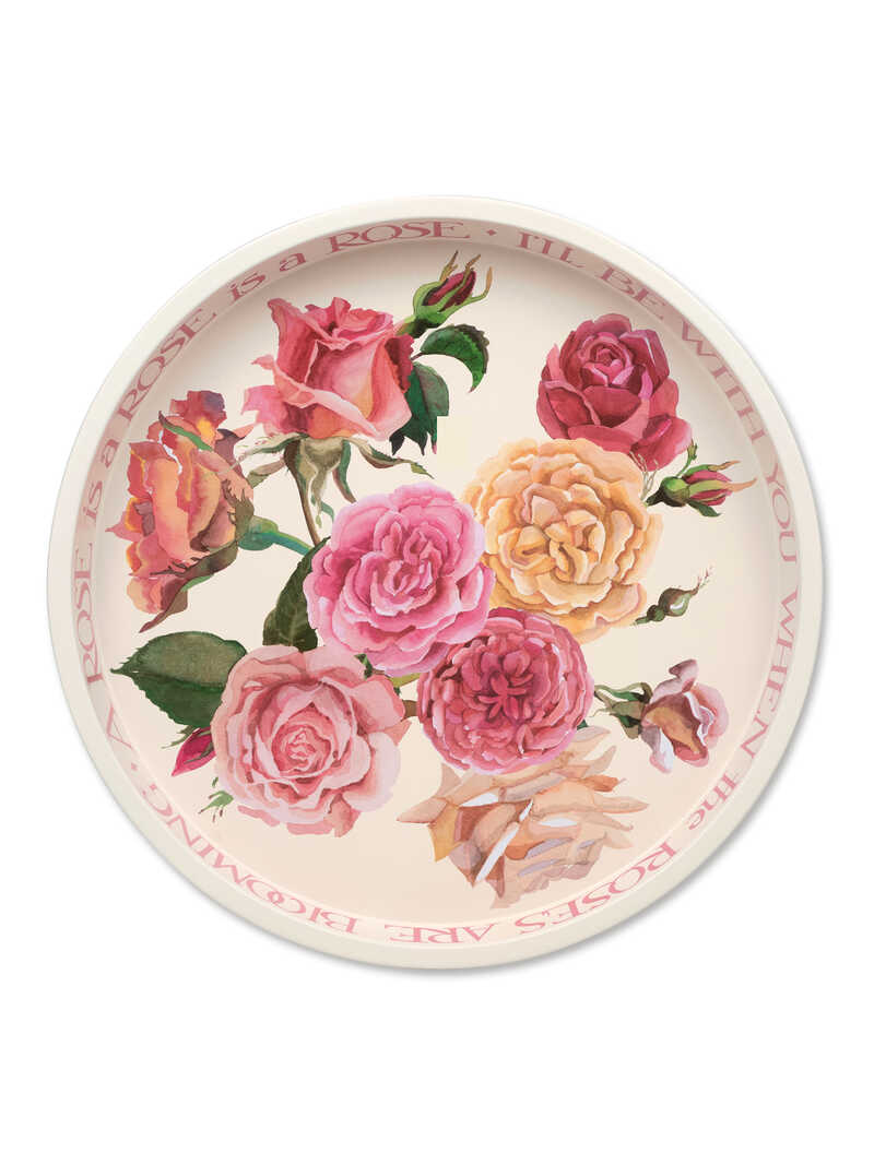 Rundes Tablett mit Rosen