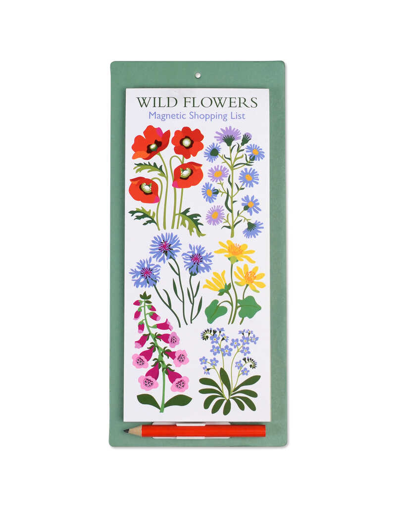 Magnetische Einkaufsliste mit Blumen