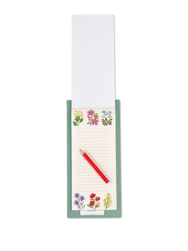 Magnetische Einkaufsliste mit Blumen