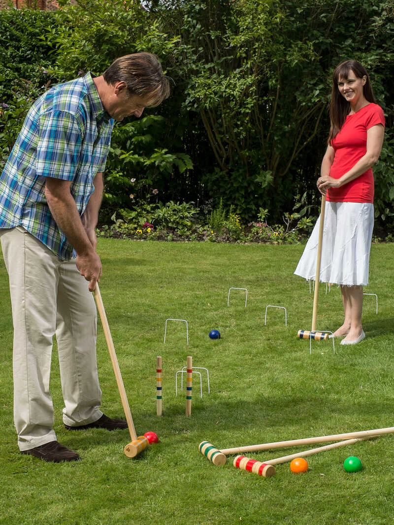 Krocket-Set aus Holz fr 4 Spieler