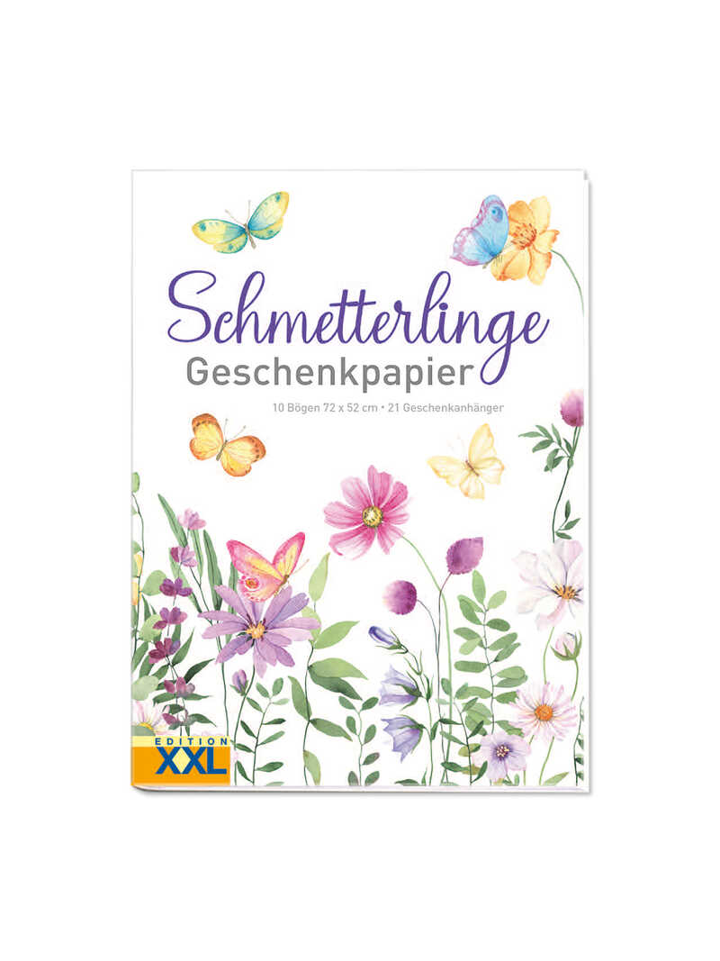 Geschenkpapier und Anhnger mit Schmetterlingen