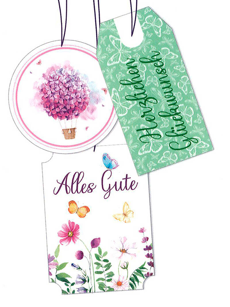 Geschenkpapier und Anhnger mit Schmetterlingen