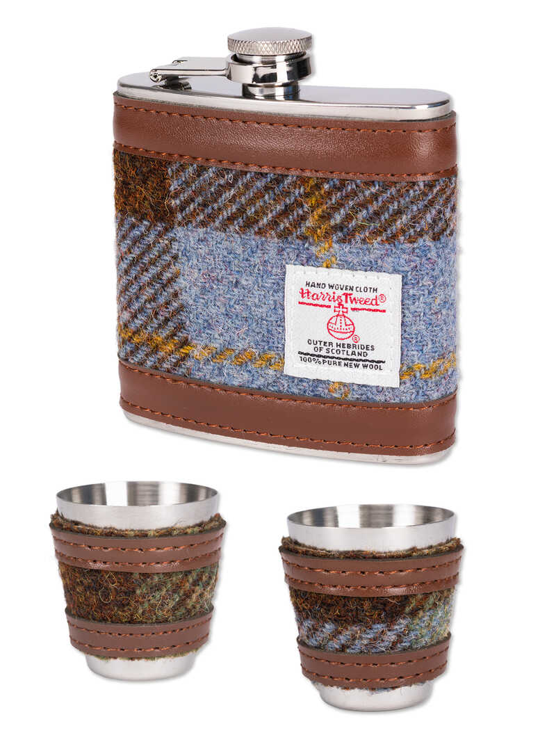 Alternatives Bild 1 zu Harris Tweed Hip Flask Flachmann-Set mit 2 Bechern