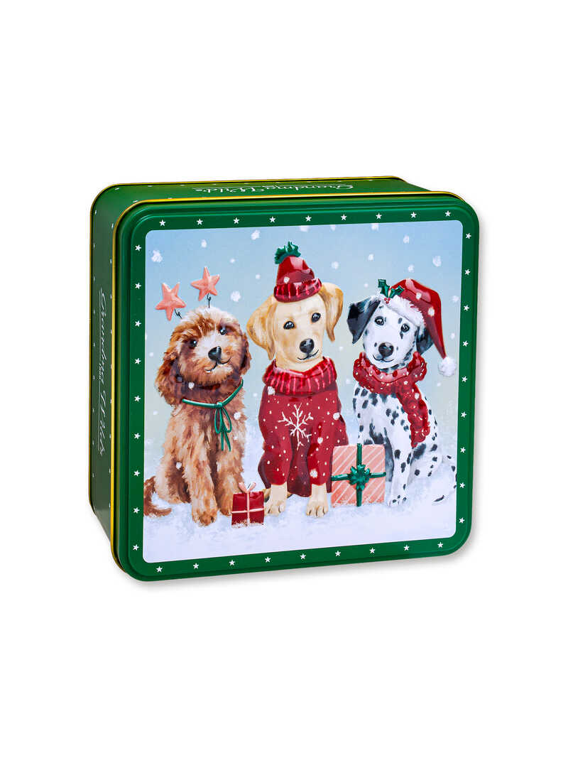 Produktbild zu Geb�ckdose mit Hunden in Christmas Jumpers 200 g