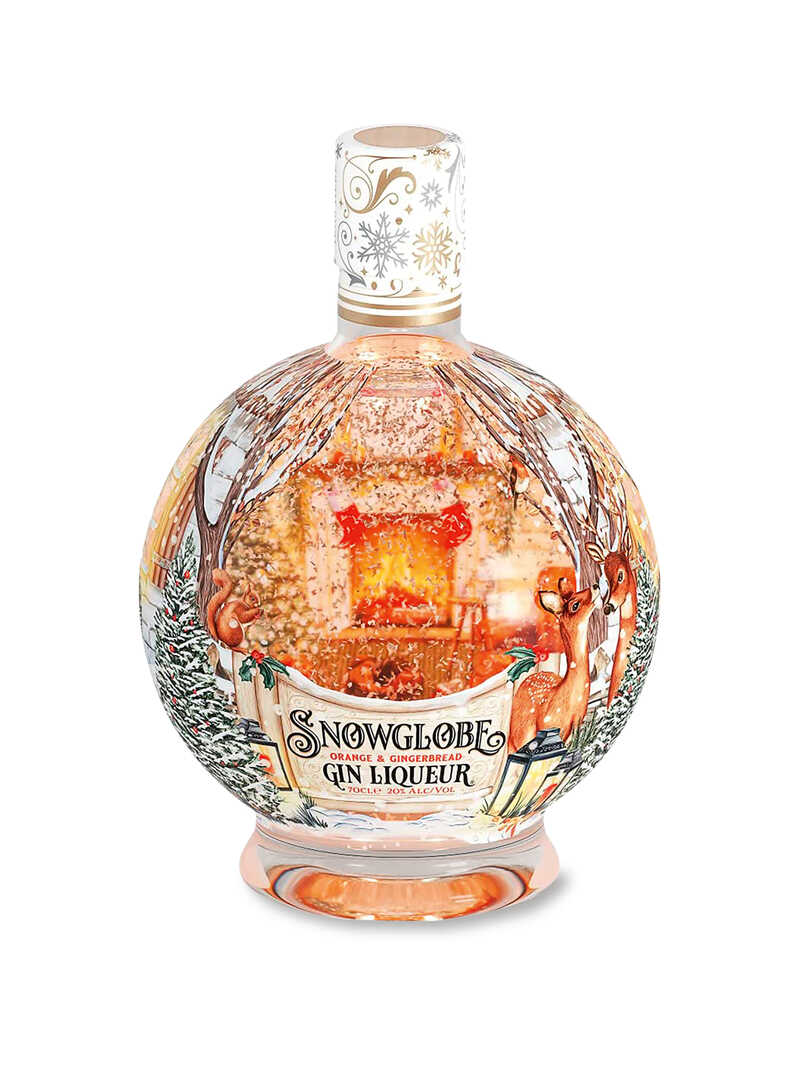 Gin-Likr in Schneekugel mit essbarem Blattgold