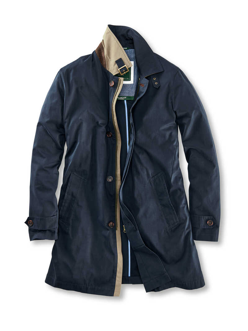 Blauer Kurzmantel im British Country Look fr Herren