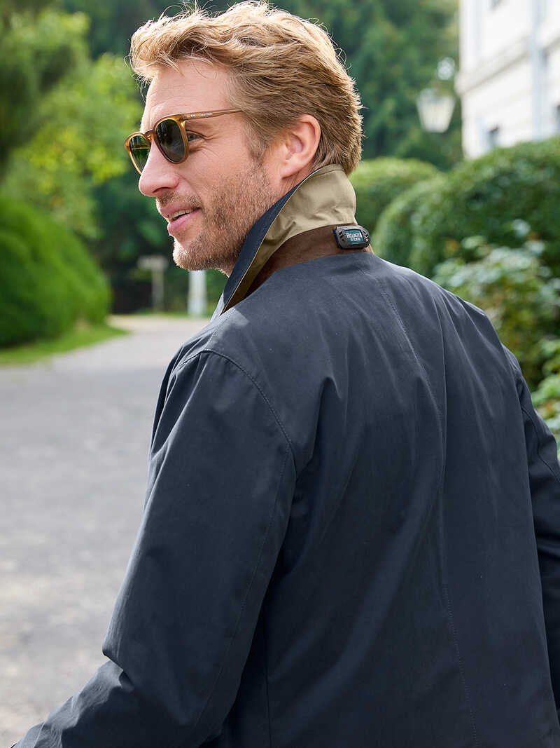 Blauer Kurzmantel im British Country Look fr Herren