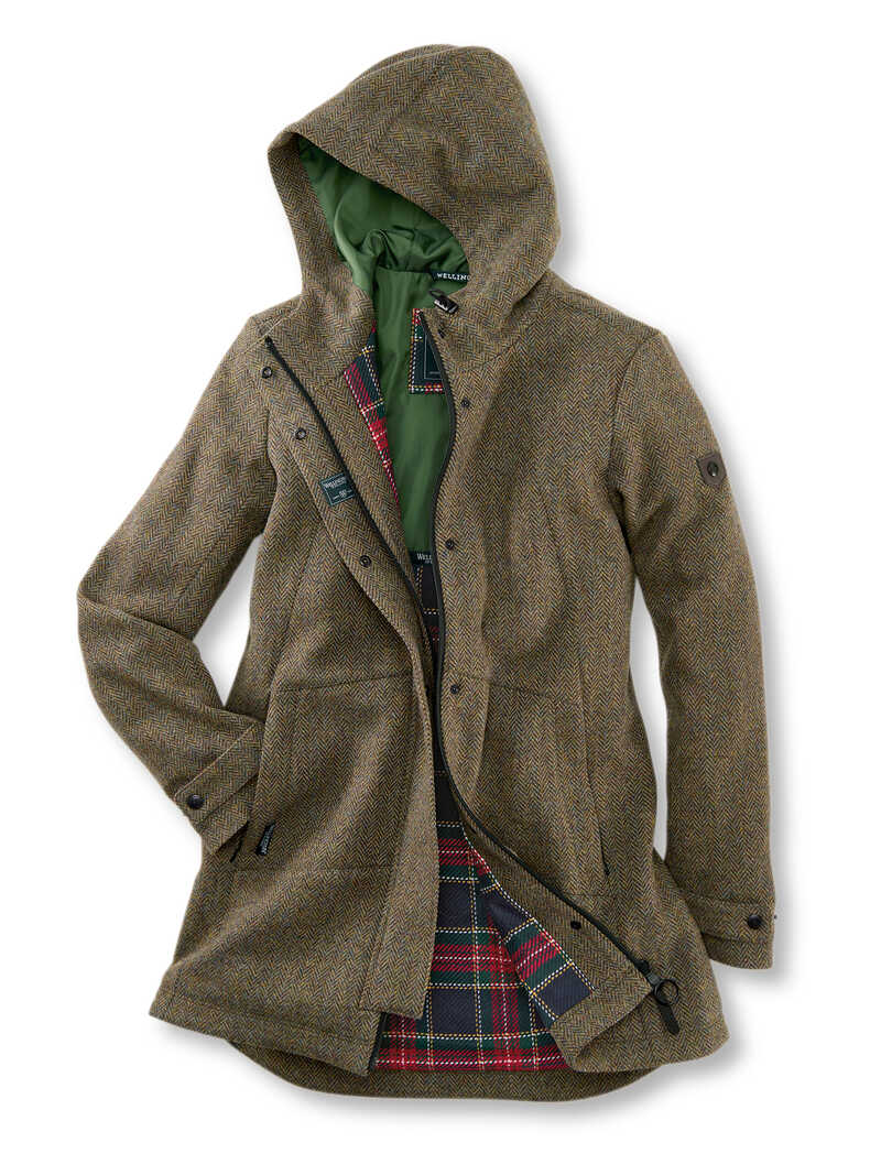 Produktbild zu Kapuzen-Parka aus Fischgrat-Tweed
