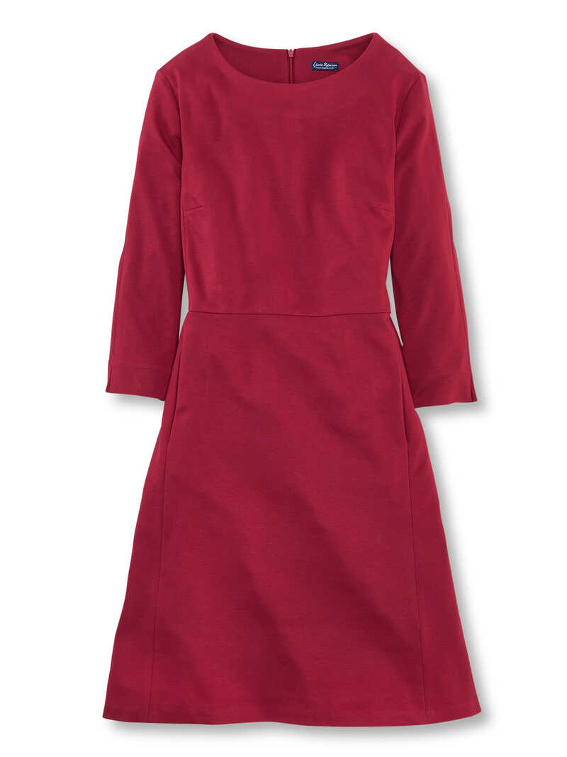 Produktbild zu Rotes Winter-Jerseykleid mit Rundhals