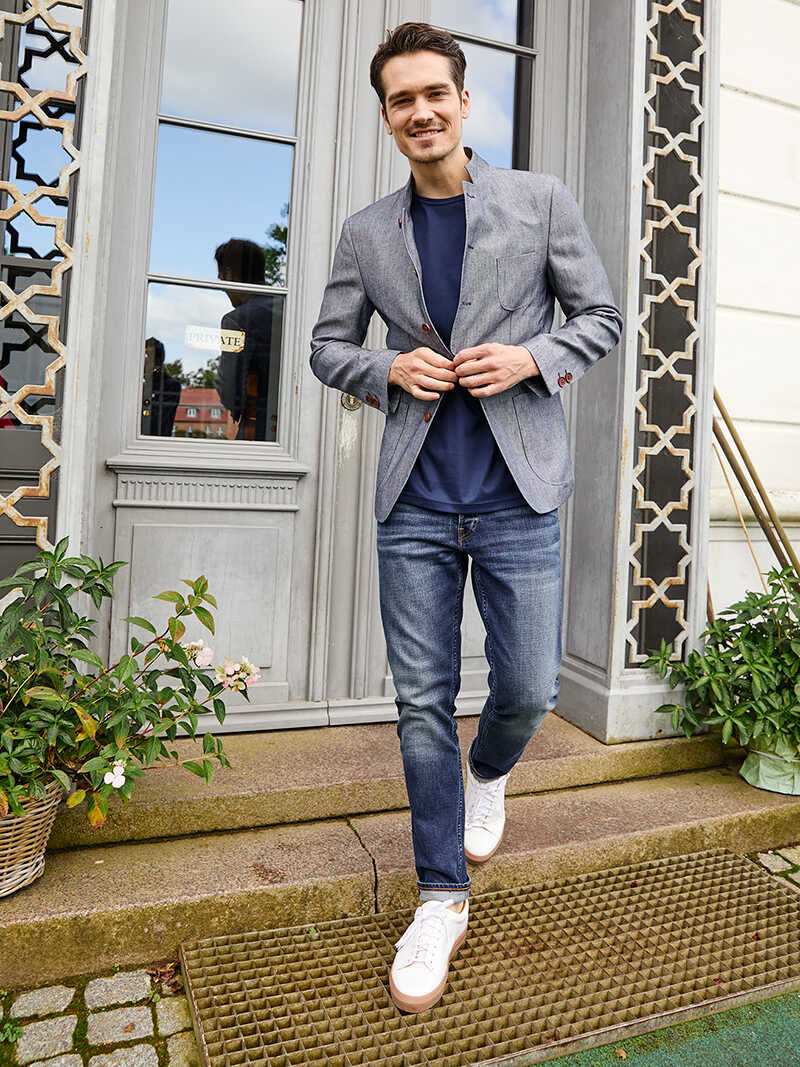 Blaue Sakko-Jacke 'Phil' fr Herren