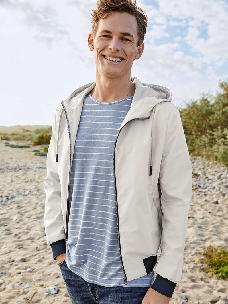 Grauer Blouson mit Kapuze fr Heren