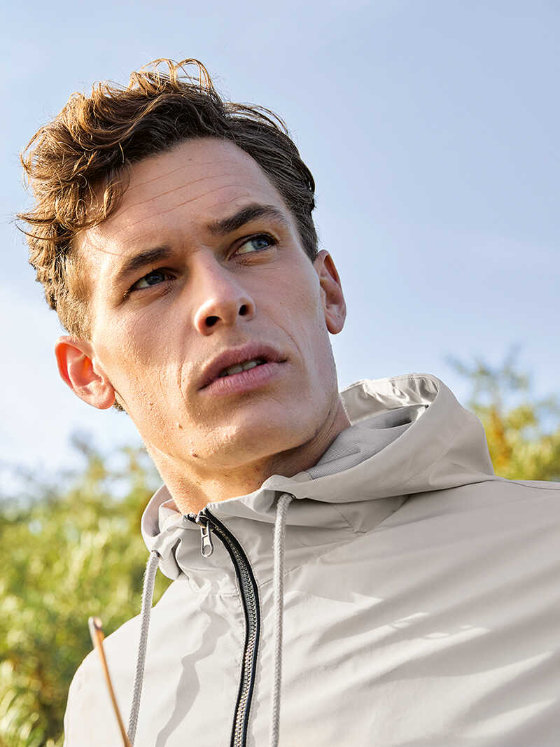 Grauer Blouson mit Kapuze fr Heren
