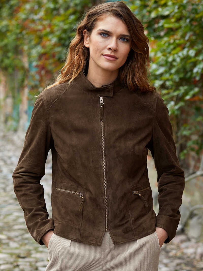 Produktbild zu Damen-Lederjacke aus Ziegenvelours