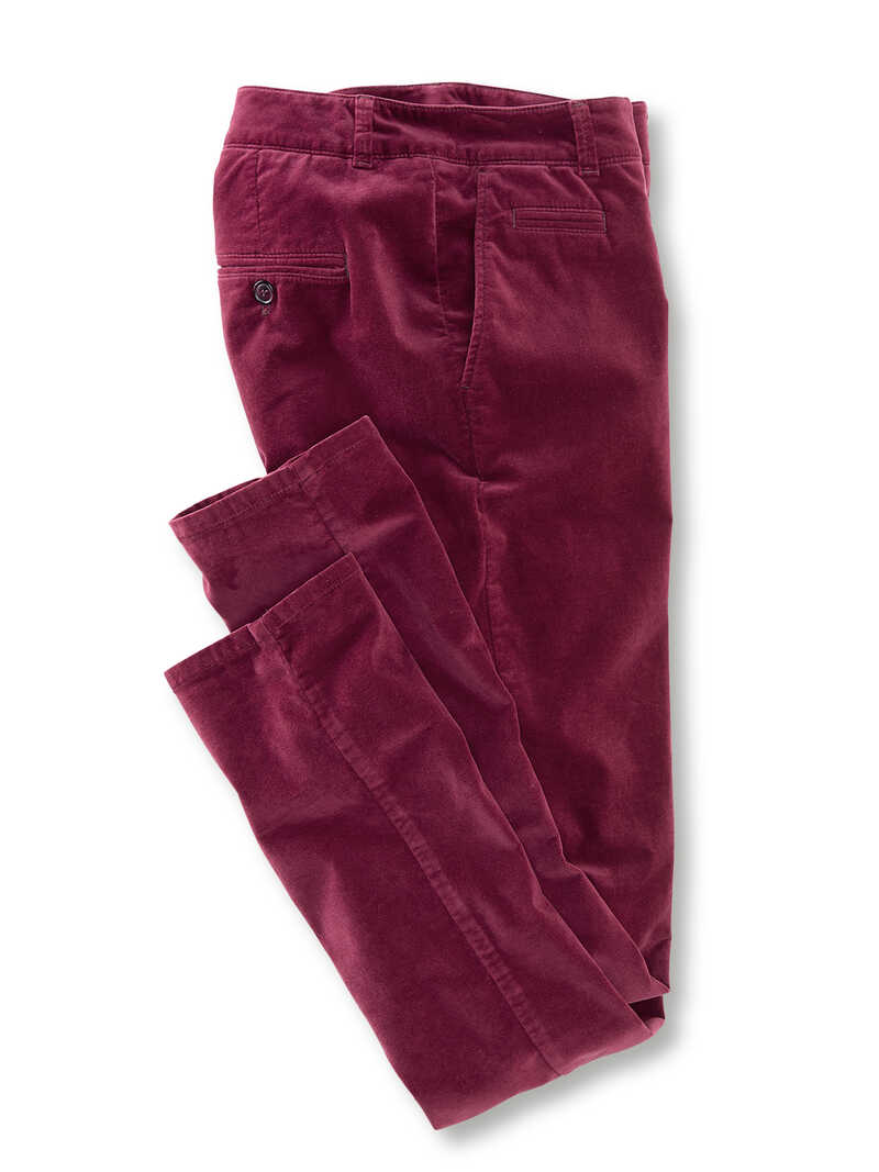 Rote Samt-Chinohose