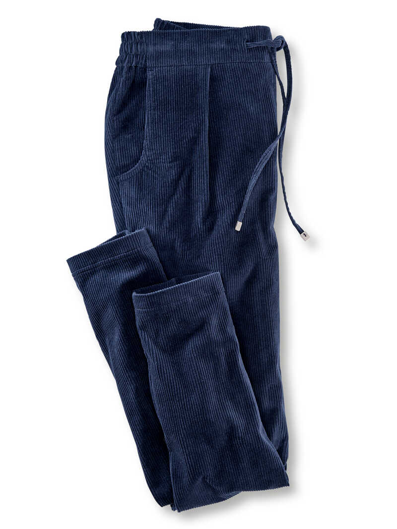 Blaue Cord-Joggpants