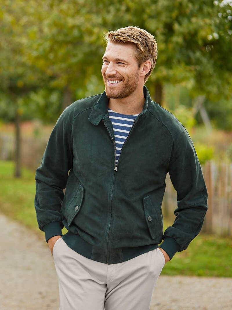 Leder-Blouson aus Ziegenvelours