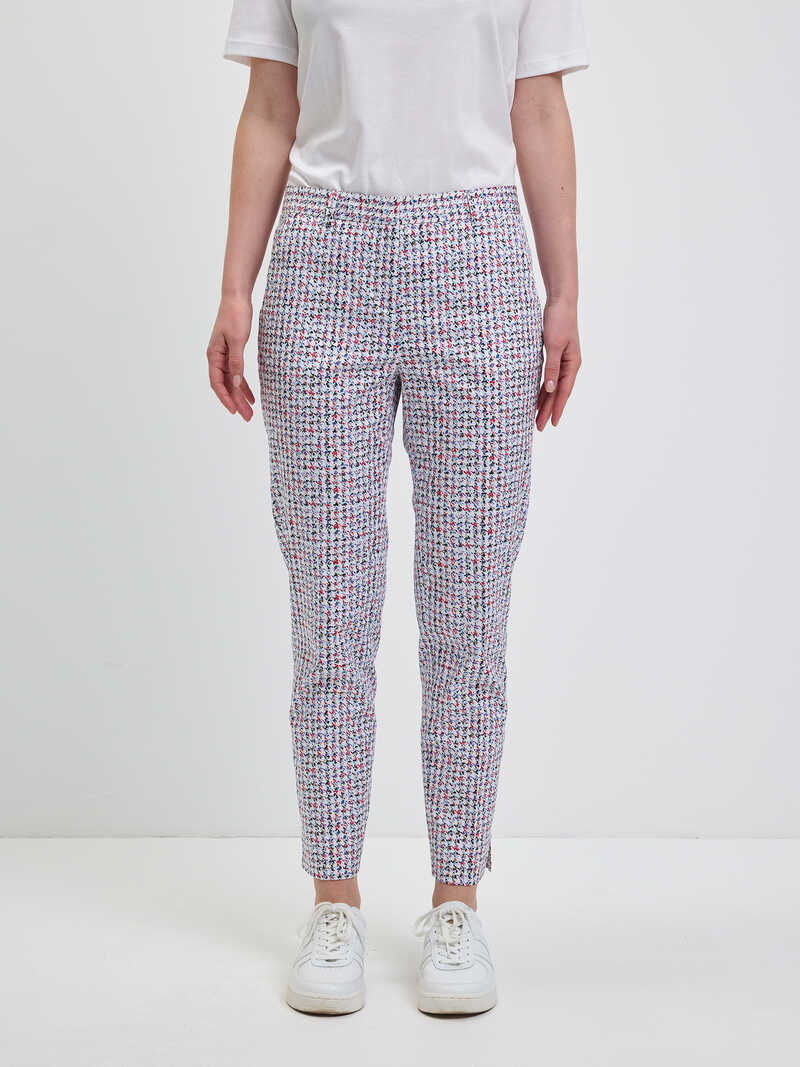 Damenhose mit Rosen und Hahnentrittmuster