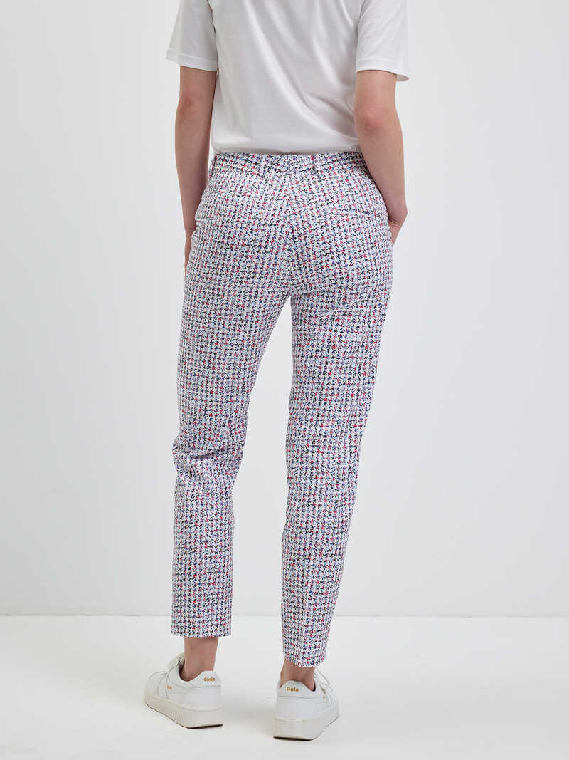 Damenhose mit Rosen und Hahnentrittmuster