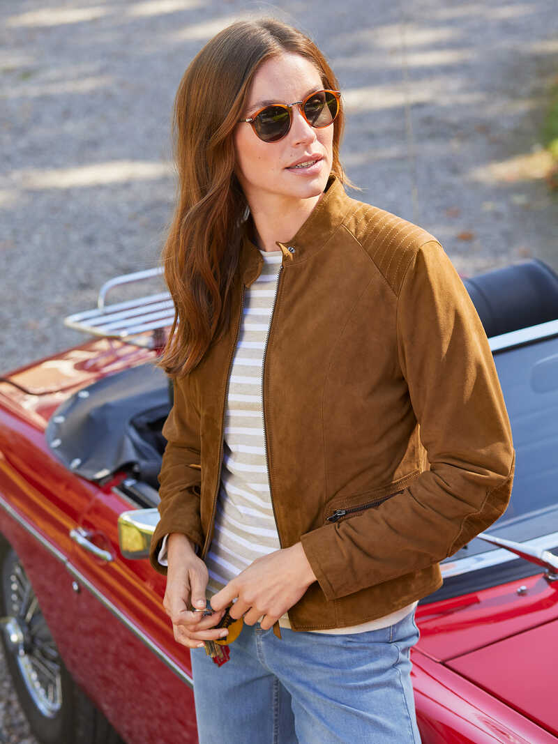 Damen-Lederjacke im Biker Style