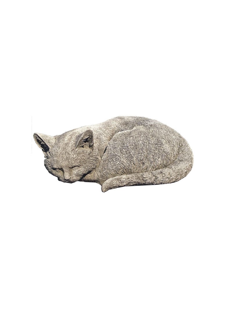 Liegende Katze aus Stein fr den Garten
