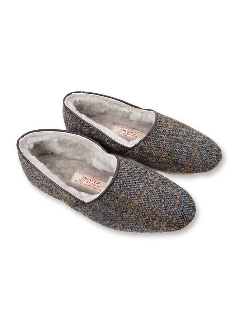 Lammfell-Haussschuh aus Harris Tweed fr Herren